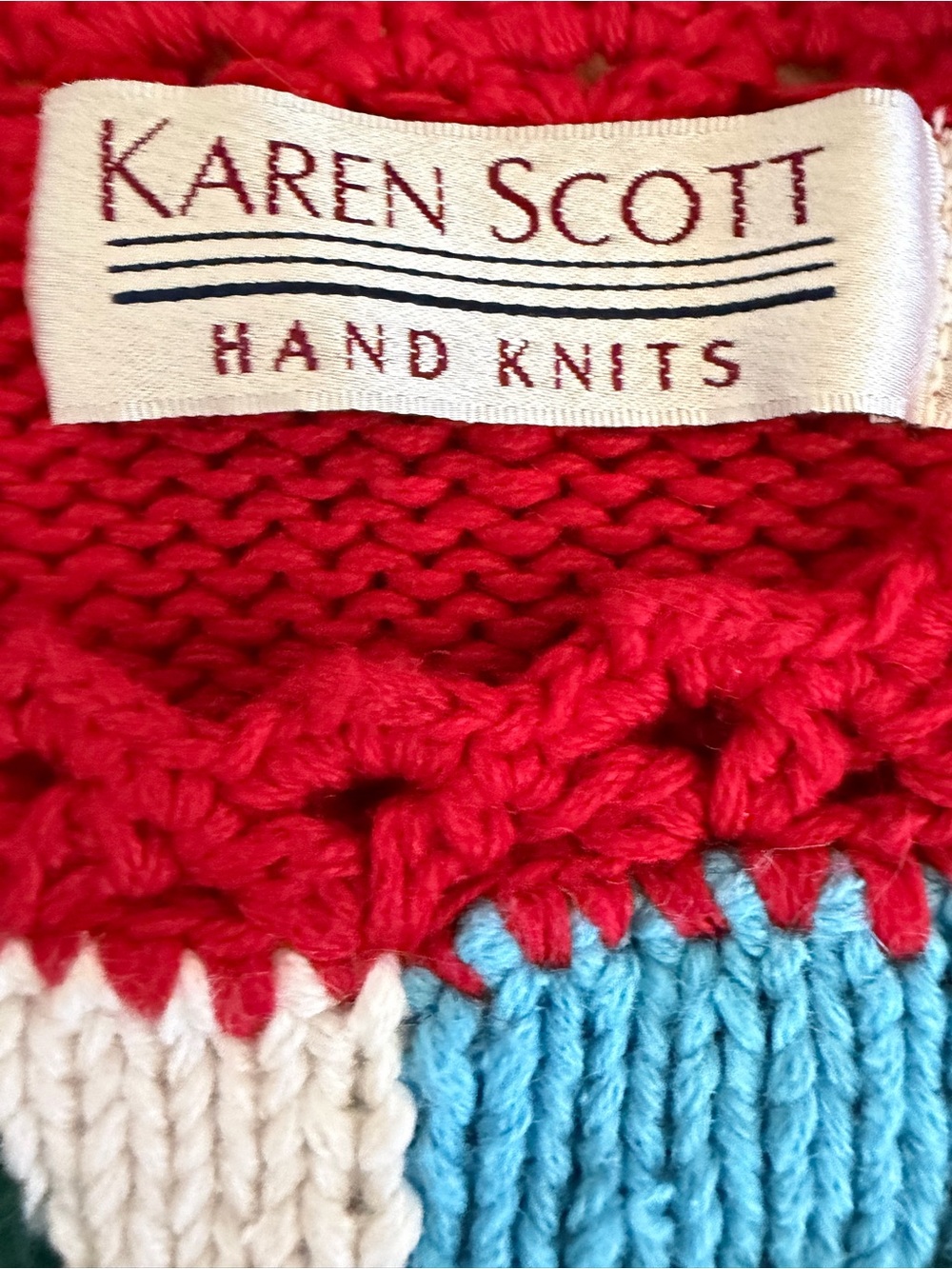 Vtg Karen Scott Hand Knit Sweater Spring Cardinal Bird Flowers Birdhouse Sz L - Picture 8 of 12